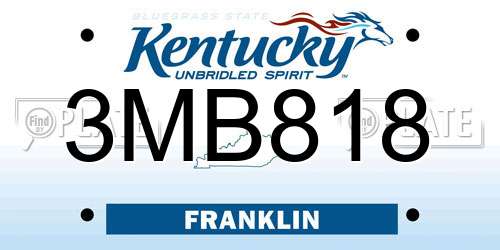 3MB818 Kentucky License Plate