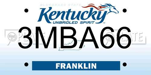 3MBA66 Kentucky License Plate