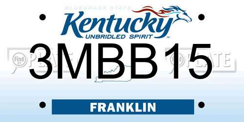3MBB15 Kentucky License Plate
