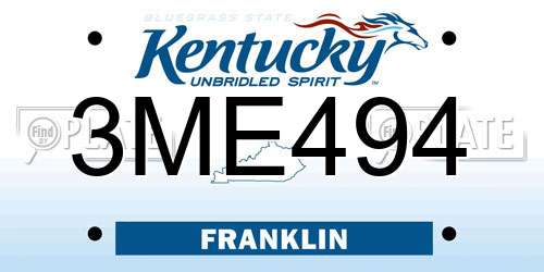 3ME494 Kentucky License Plate