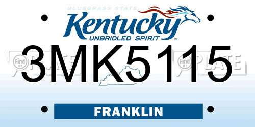 3MK5115 Kentucky License Plate