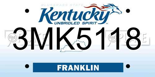 3MK5118 Kentucky License Plate