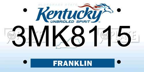 3MK8115 Kentucky License Plate