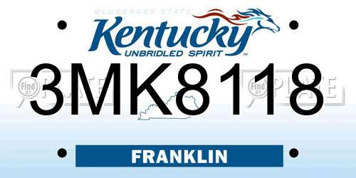 3MK8118 Kentucky License Plate