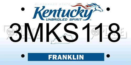 3MKS118 Kentucky License Plate