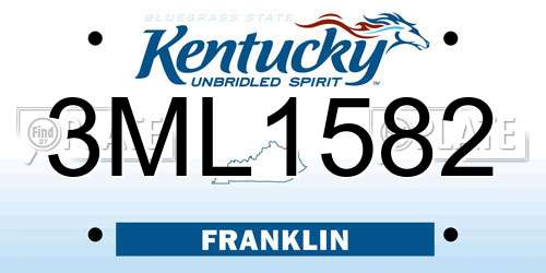 3ML1582 Kentucky License Plate
