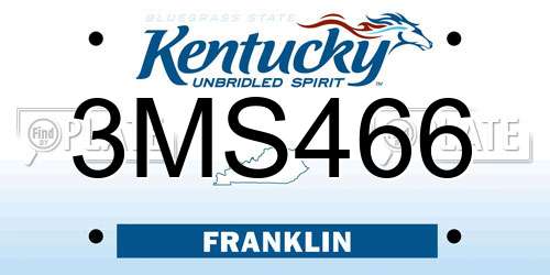 3MS466 Kentucky License Plate