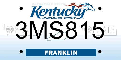 3MS815 Kentucky License Plate