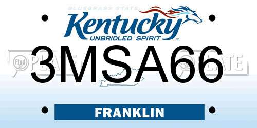 3MSA66 Kentucky License Plate