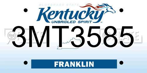 3MT3585 Kentucky License Plate