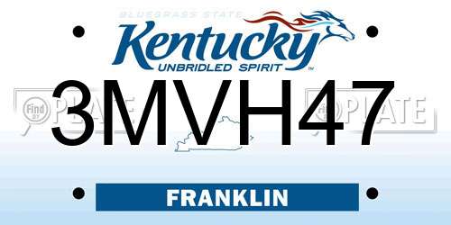 3MVH47 Kentucky License Plate