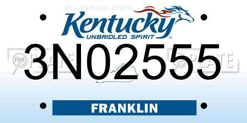 3N02555 Kentucky License Plate