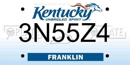 3N55Z4 Kentucky License Plate