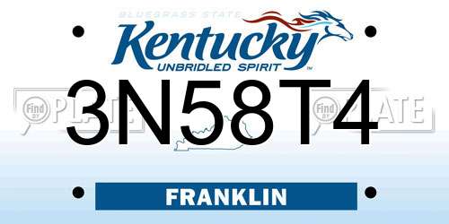 3N58T4 Kentucky License Plate