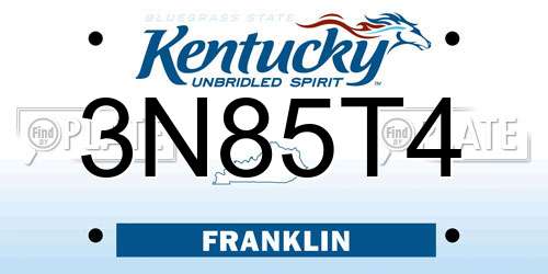 3N85T4 Kentucky License Plate