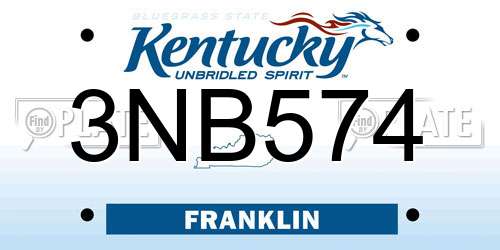 3NB574 Kentucky License Plate