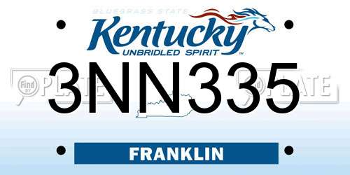 3NN335 Kentucky License Plate