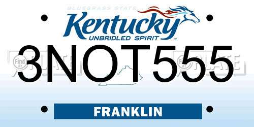 3NOT555 Kentucky License Plate