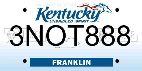 3NOT888 Kentucky License Plate