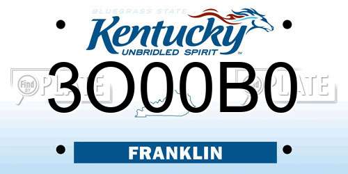 3O00B0 Kentucky License Plate