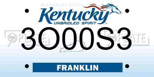 3O00S3 Kentucky License Plate