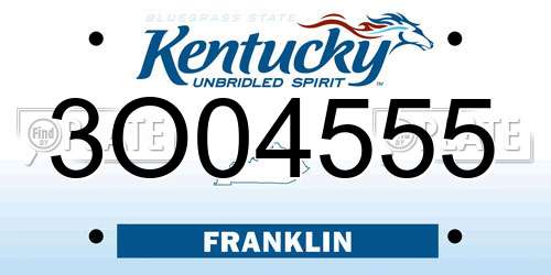 3O04555 Kentucky License Plate