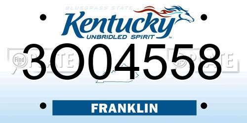 3O04558 Kentucky License Plate