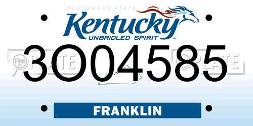 3O04585 Kentucky License Plate