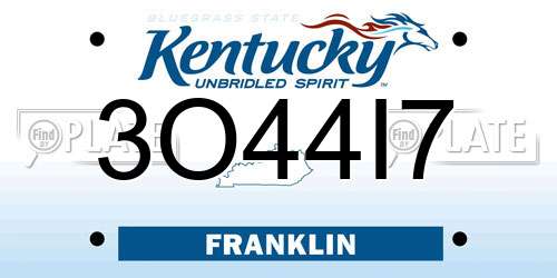 3O44I7 Kentucky License Plate