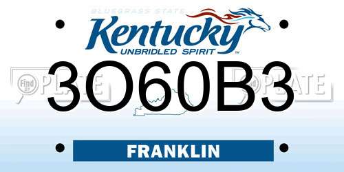 3O60B3 Kentucky License Plate