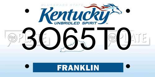 3O65T0 Kentucky License Plate
