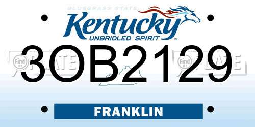 3OB2129 Kentucky License Plate