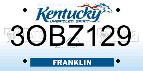 3OBZ129 Kentucky License Plate