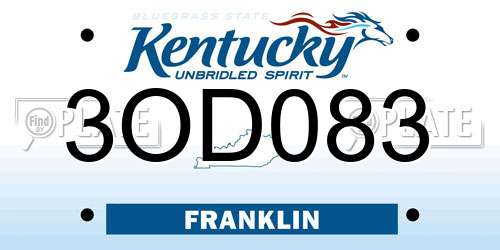 3OD083 Kentucky License Plate