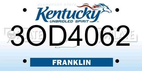 3OD4062 Kentucky License Plate