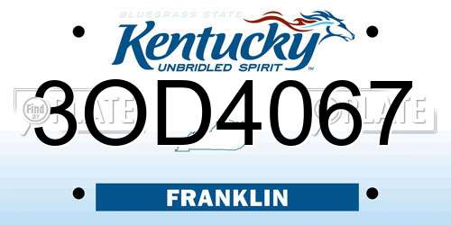 3OD4067 Kentucky License Plate
