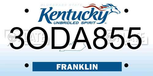 3ODA855 Kentucky License Plate