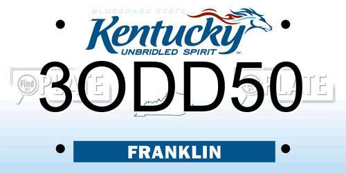 3ODD50 Kentucky License Plate
