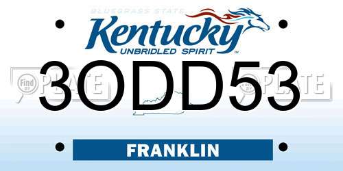 3ODD53 Kentucky License Plate
