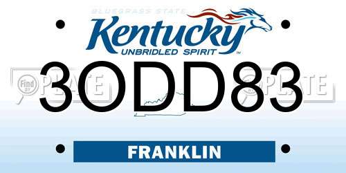 3ODD83 Kentucky License Plate