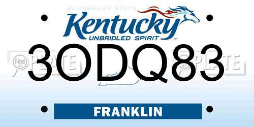 3ODQ83 Kentucky License Plate