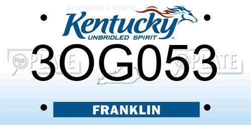 3OG053 Kentucky License Plate