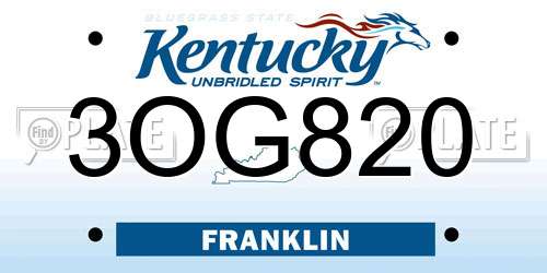 3OG820 Kentucky License Plate