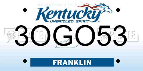3OGO53 Kentucky License Plate