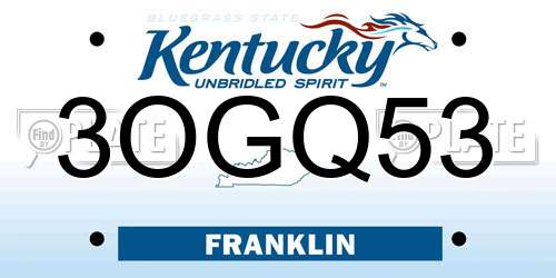 3OGQ53 Kentucky License Plate