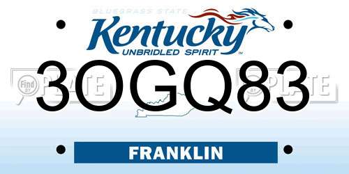 3OGQ83 Kentucky License Plate