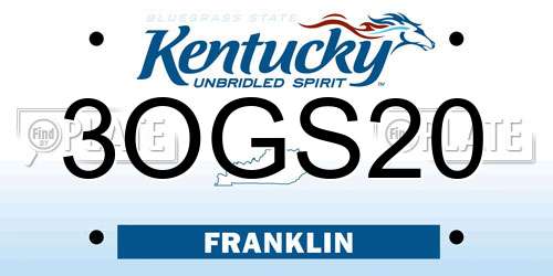 3OGS20 Kentucky License Plate