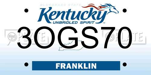3OGS70 Kentucky License Plate