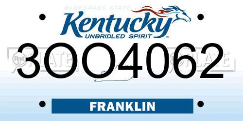 3OO4062 Kentucky License Plate