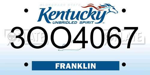 3OO4067 Kentucky License Plate